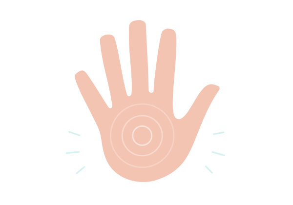 Hand with white concentric circles in the palm.