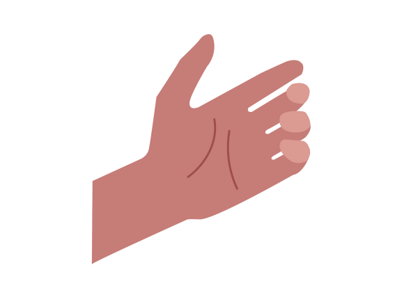 Hand with bent, relaxed fingers.