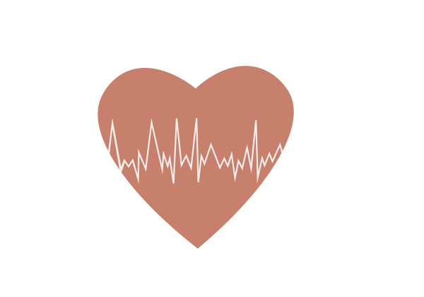 A red heart with an EKG heartbeat line going through it.