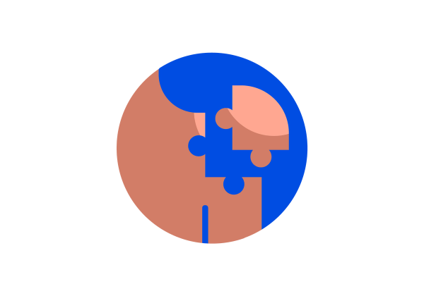 Shoulder with a puzzle piece removed within a blue circle.