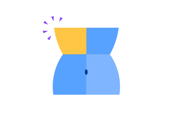 Yellow pain marks in the upper right abdomen