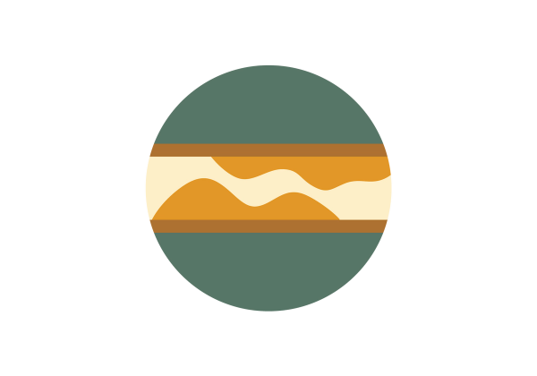 An illustration of a medium green circle showing the cross section of a dark yellow artery. The inside of the horizontal artery has medium yellow obstructions over a light yellow background.