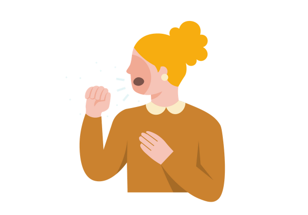 A woman coughing profusely.