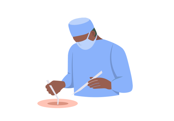 A male surgeon at work, performing surgery.