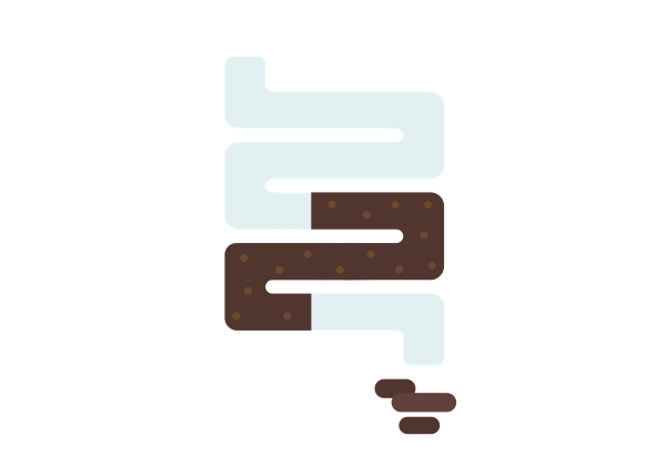 Incomplete evacuation of stool — An intestine with stool stuck halfway as releasing stool